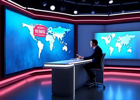 Prezentator de știri în studioul Vetra Cronik